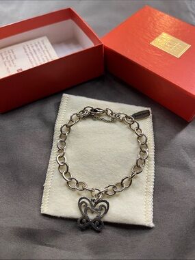 James Avery Silver Heart-Butterfly Charm Link Bracelet